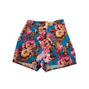 Beach Bash Tatyana High Waist Multicolor Floral Shorts Retro Pinup VLV